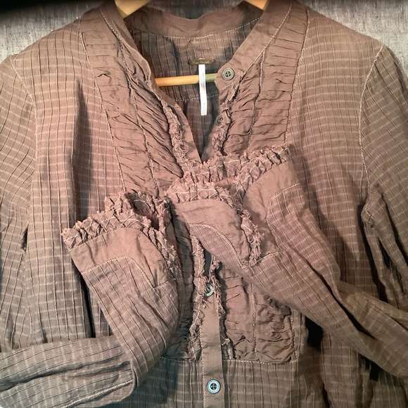 Free people prairie ruffle design long sleeve shirt S - Picture 2 of 6